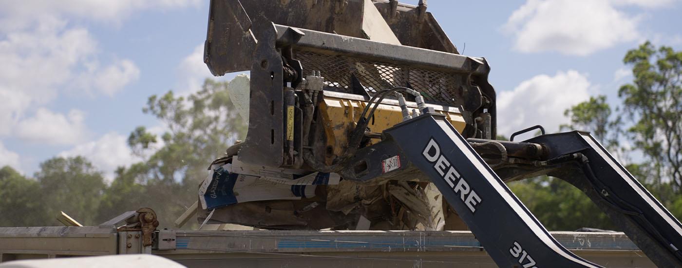Construction site waste removal in progress